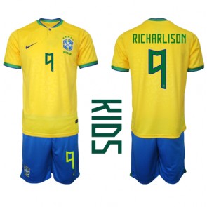 Brazil Richarlison #9 Domaci Dres za Dječji SP 2022 Kratak Rukavima (+ kratke hlače)